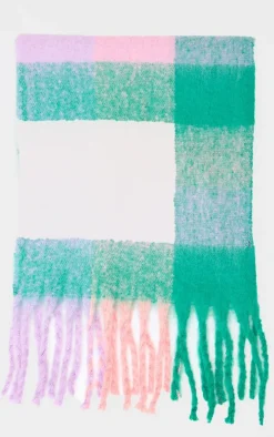 Green Check Blanket Tassel Scarf