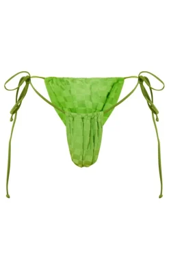 Green Check Tie Side Bikini Bottoms