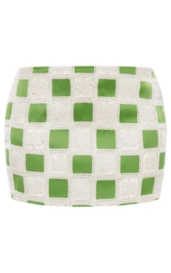 Green Crochet Detail Mini Skirt
