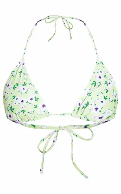 Green Ditsy Floral Print Tie Side Bikini Bottoms