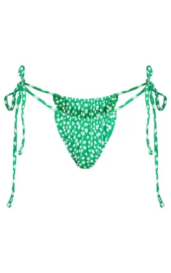 Green Ditsy Floral Tie Side Bikini Bottoms