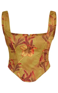 Green Floral Corset
