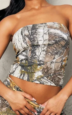 Green Forest Camo Longline Bandeau Top