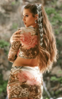 Green Leopard Print Mesh Mini Skirt