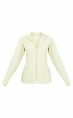 Green Linen Look Fitted Shirt