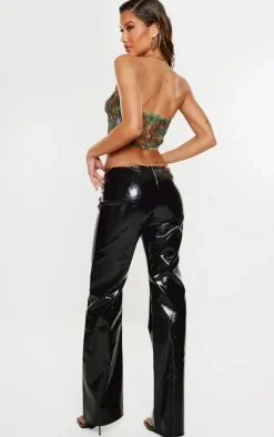 Green Mesh Boned Printed Long Corset