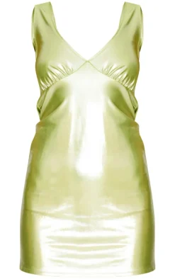 Green Metallic Cowl Back Shift Dress