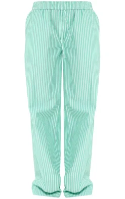 Green Pinstripe Woven Wide Leg Pants