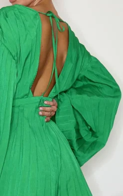 Green Plunge Pleated Romper