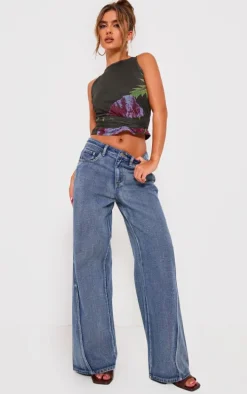 Green Printed Mesh Tie Detail Boat Neck Top