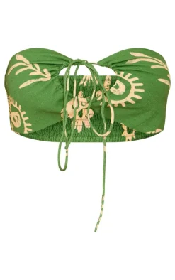 Green Printed Ring Bralet Crop Top
