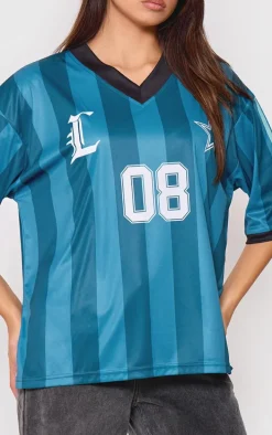 Green Striped Football Jersey