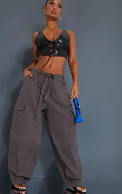 Grey Baggy Low Rise 90’s Cargo Pants