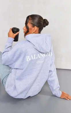 Grey Balanced Lifestyle Puff Print Hoodie