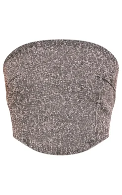 Grey Bobble Denim Corset Crop Top