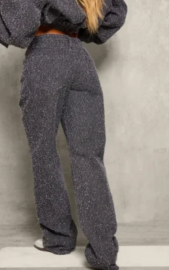 Grey Bobble Denim Straight Leg Jeans