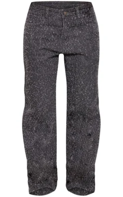 Grey Bobble Denim Straight Leg Jeans