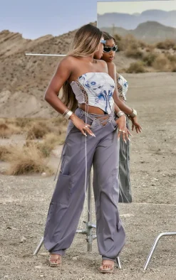 Grey Body Printed Boned Corset Top