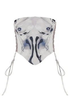 Grey Body Printed Boned Corset Top