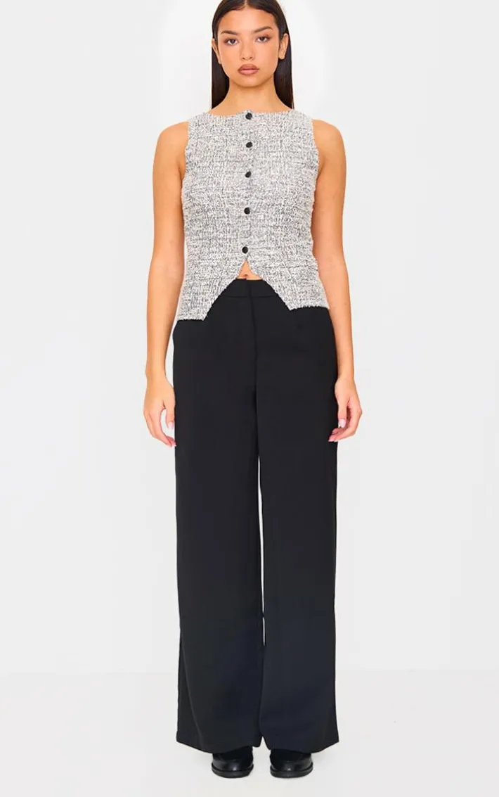 Grey Boucle Button Down Waist Coat