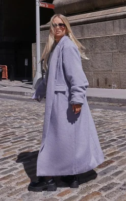 Grey Brushed Wool Look Oversized Drop Shoulder Coat