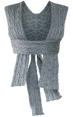 Grey Cable Knit Wrap Multi Way Top