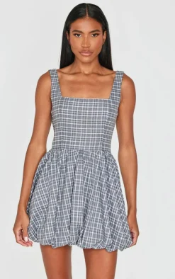 Grey Check Puffball Dress