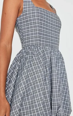 Grey Check Puffball Dress