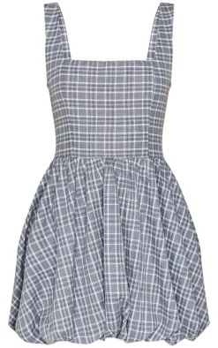 Grey Check Puffball Dress