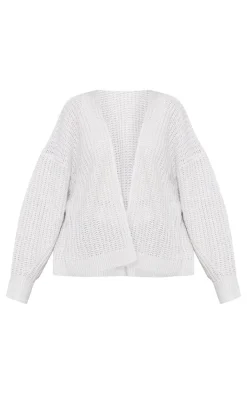 Grey Chunky Knit Slouchy Cardigan