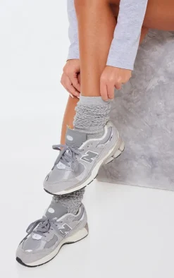 Grey Chunky Knitted Slouchy Socks