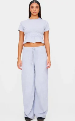 Grey Cotton Straight Leg Pants