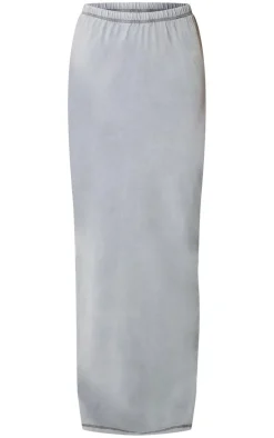 Grey Cotton Washed Maxi Skirt