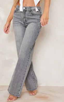 Grey Faded Wash Straight Leg Jeans