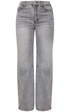 Grey Faded Wash Straight Leg Jeans