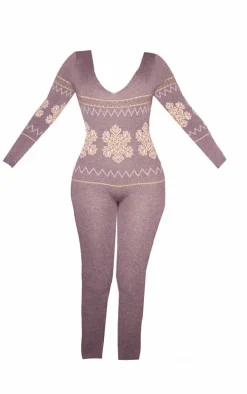 Grey Fairisle Knitted Christmas Jumpsuit