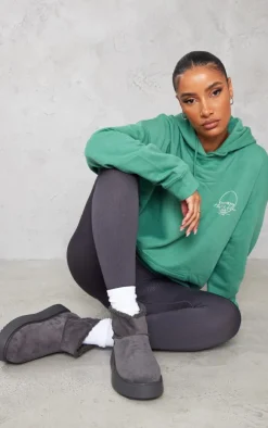 Grey Faux Suede Round Toe Thick Flat Sole Ankle Boots