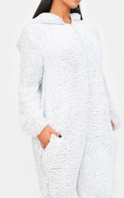 Grey Fleece Teddy Ears Onesie