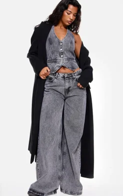 Grey Halterneck Denim Vest