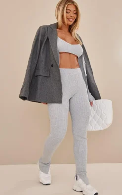 Grey Knitted Ribbed Bralet