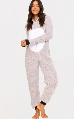 Grey Koala Hood Fleece Onesie