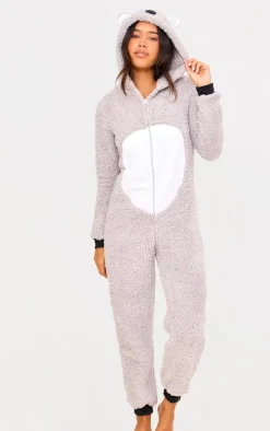 Grey Koala Hood Fleece Onesie