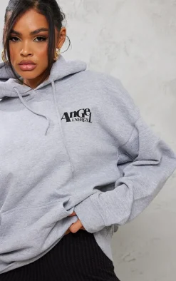 Grey Marl Angel Energy Back Print Hoodie