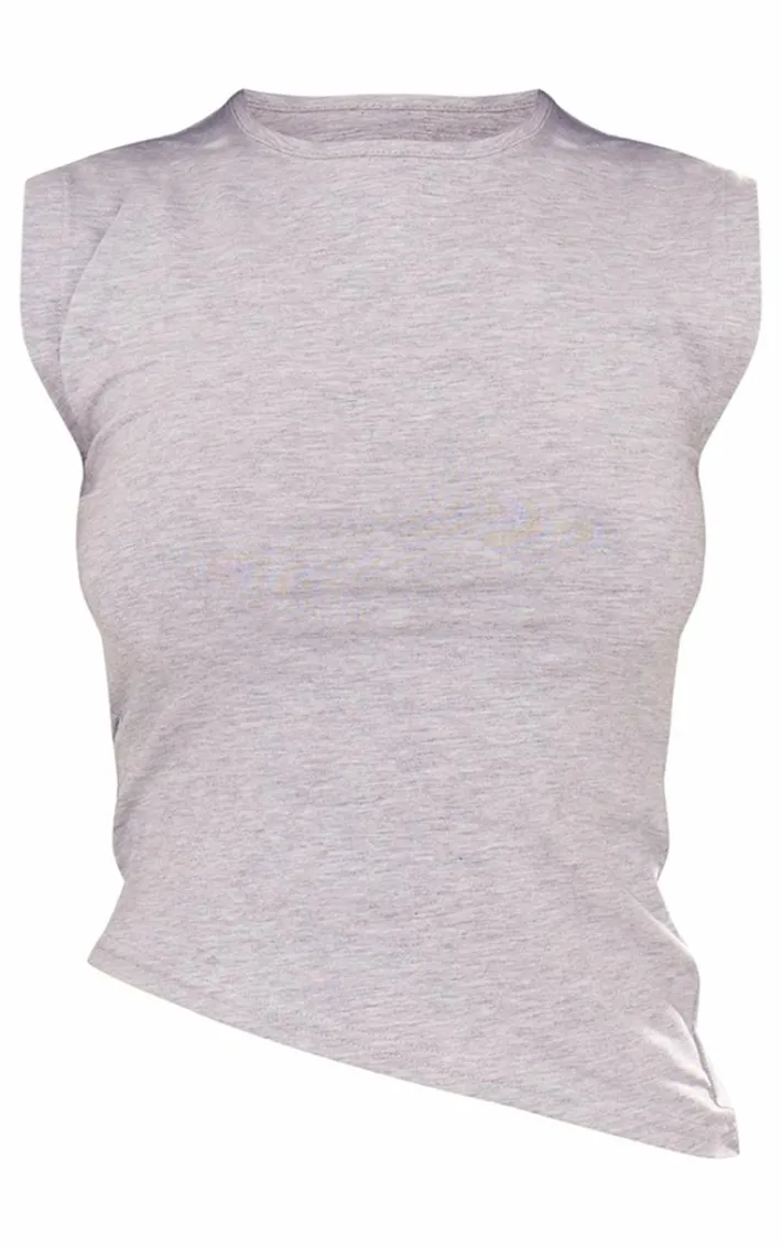 Grey Marl Asymmetric Hem Top