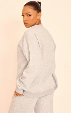 Grey Marl Button Front Pocket Sweat Cardigan