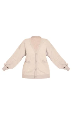 Grey Marl Button Front Pocket Sweat Cardigan