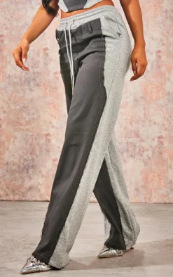 Grey Marl Cargo Panel Straight Leg Pants