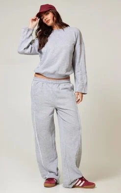 Grey Marl Contrast Piping Detail Sweatshirt