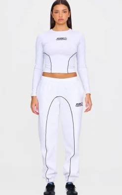 Grey Marl Contrast Studio Archives Seam Detail Cuffed Sweatpants