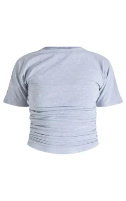 Grey Marl Cotton Cinched Waist T Shirt